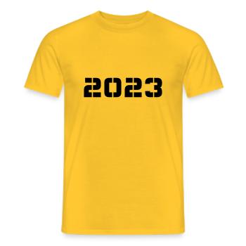 Year of birth Birthday New Year Born In 2023 - Men's T-Shirt - yellow - Front - AI Model Male 178 dark (178cm)