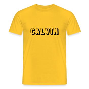 Name - Calvin - Men's T-Shirt - yellow - Front - AI Model Male 178 dark (178cm)