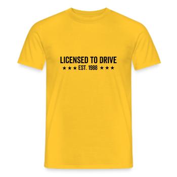 Permis de conduire est. 1988 - T-shirt homme - jaune - Devant - AI Model Male 178 dark (178cm)