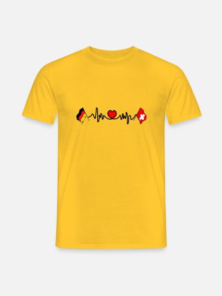 Cardioherz Flagge Deutschland und Flagge Schweiz - Männer T-Shirt - Gelb