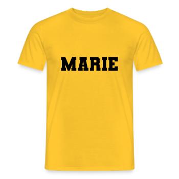 Nom - Marie - T-shirt homme - jaune - Devant - AI Model Male 178 dark (178cm)