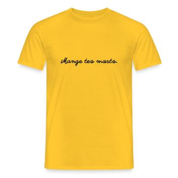 Mange tes morts - T-shirt homme - jaune - Devant - AI Model Male 178 dark (178cm)