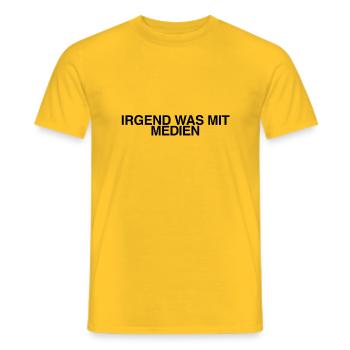 Irgendwas mit Medien - Männer T-Shirt - Gelb - Vorne - AI Model Male 178 dark (178cm)