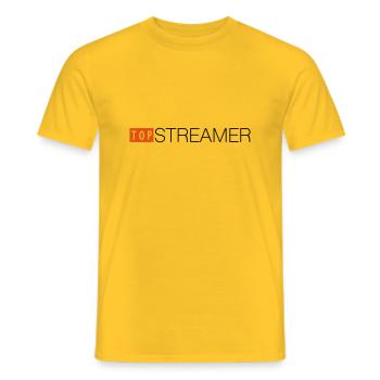 Top Streamer social media shirt - Men's T-Shirt - yellow - Front - AI Model Male 178 dark (178cm)