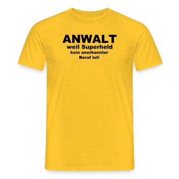 Anwalt weil Superheld kein anerkannter Beruf ist - Männer T-Shirt - Gelb - Vorne - AI Model Male 178 dark (178cm)