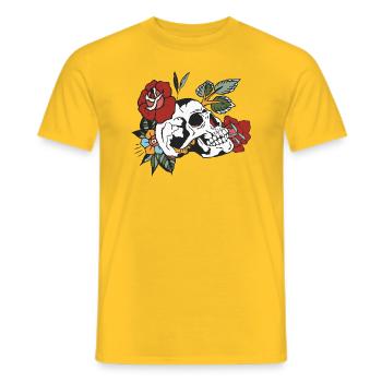 Totenkopf Blume rosa Blatt Tattoo Kopf des Todes - Männer T-Shirt - Gelb - Vorne - AI Model Male 178 dark (178cm)