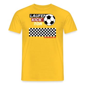 Fußball spielen - Männer T-Shirt - Gelb - Vorne - AI Model Male 178 dark (178cm)