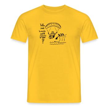 Qui a dit que les pingouins ne pouvaient pas voler? - T-shirt homme - jaune - Devant - AI Model Male 178 dark (178cm)