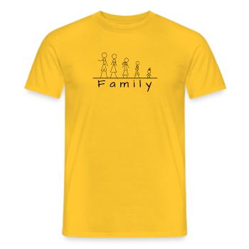 Stick figure family - Men's T-Shirt - yellow - Front - AI Model Male 178 dark (178cm)