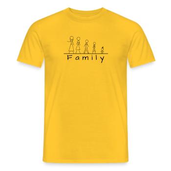 Stick figure family - Men's T-Shirt - yellow - Front - AI Model Male 178 dark (178cm)