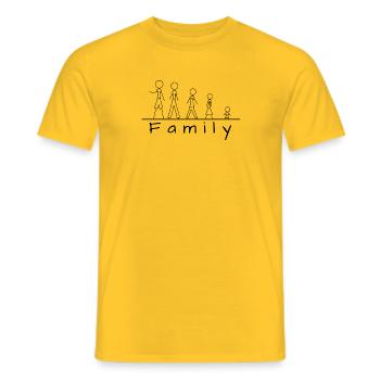 Stick figure family - Men's T-Shirt - yellow - Front - AI Model Male 178 dark (178cm)
