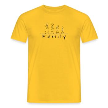 Famille de figurines en bâton - T-shirt homme - jaune - Devant - AI Model Male 178 dark (178cm)