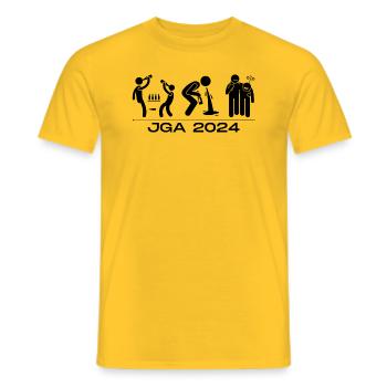 Männer JGA 2024 - Männer T-Shirt - Gelb - Vorne - AI Model Male 178 dark (178cm)