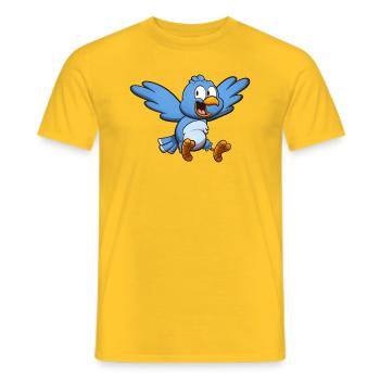 Niedlicher fliegender blauer Vogel - Männer T-Shirt - Gelb - Vorne - AI Model Male 178 dark (178cm)
