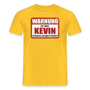 Kevin Name Lustiges Warnschild - Männer T-Shirt - Gelb - Vorne - AI Model Male 178 dark (178cm)