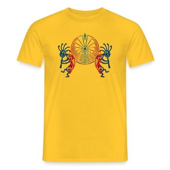 Kokopelli Duo - Man In The Maze - Red Blue - Männer T-Shirt - Gelb - Vorne - AI Model Male 178 dark (178cm)
