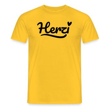 Herzi Schrift Herz - Männer T-Shirt - Gelb - Vorne - AI Model Male 178 dark (178cm)