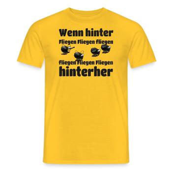 Wenn hinter Fliegen Fliegen fliegen - Männer T-Shirt - Gelb - Vorne - AI Model Male 178 dark (178cm)