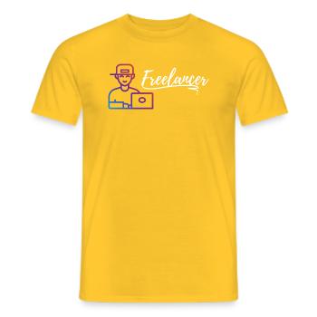 FREELANCER | ONLINE BUSINESS | WORK FROM HOME - Men's T-Shirt - yellow - Front - AI Model Male 178 dark (178cm)