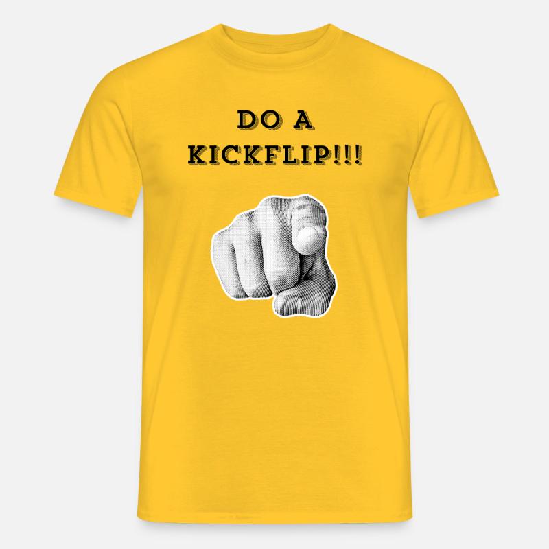 Mach einen Kickflip !! - Männer T-Shirt - Gelb
