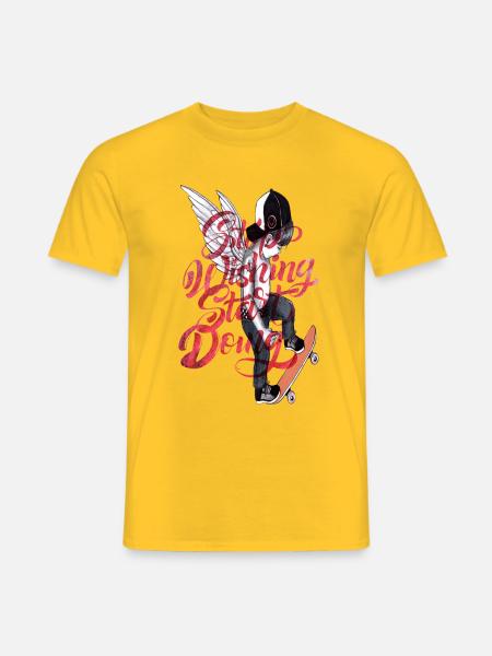 Geflügelter Läufer mit roter Schrift - Männer T-Shirt - Gelb
