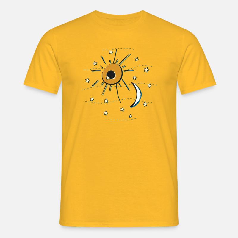Sol, måne og stjerner - T-shirt til herrer - gul