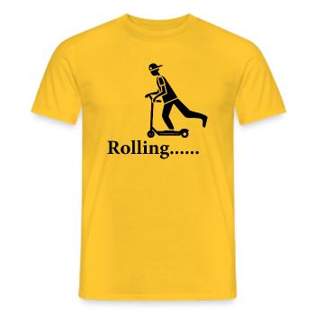 E-Scooter E-Roller Scooter - Men's T-Shirt - yellow - Front - AI Model Male 178 dark (178cm)