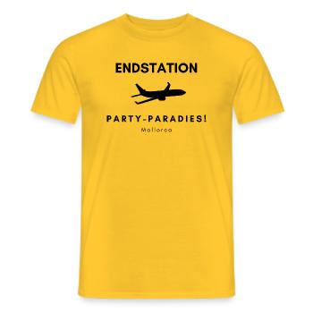 Mallorca: Endstation Party-Paradies! Flugzeug - Männer T-Shirt - Gelb - Vorne - AI Model Male 178 dark (178cm)