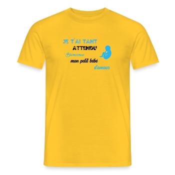 Je t ai tant attendu GARCON BLU BLK - T-shirt homme - jaune - Devant - AI Model Male 178 dark (178cm)