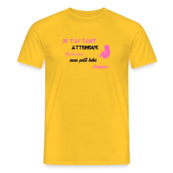 Je t ai tant attendu PNK BLK - T-shirt homme - jaune - Devant - AI Model Male 178 dark (178cm)