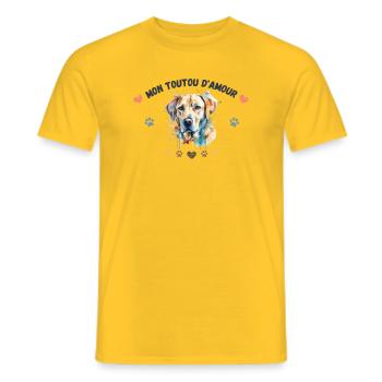 Mon toutou d'amour G1 BLK - T-shirt homme - jaune - Devant - AI Model Male 178 dark (178cm)