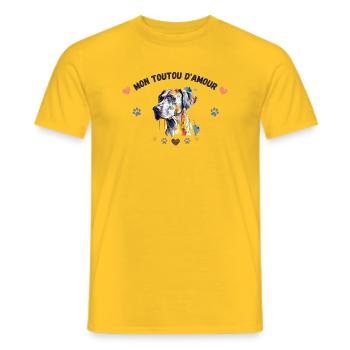 Mon toutou d'amour GR2 BLK - T-shirt homme - jaune - Devant - AI Model Male 178 dark (178cm)