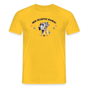 Mon toutou d'amour GR2 BLK - T-shirt homme - jaune - Devant - AI Model Male 178 dark (178cm)