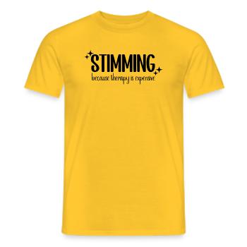 stimming, because therapy is expensive - neuro tee - Men's T-Shirt - yellow - Front - AI Model Male 178 dark (178cm)