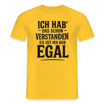 Je m’en fiche, effronté en disant drôle - T-shirt homme - jaune - Devant - AI Model Male 178 dark (178cm)