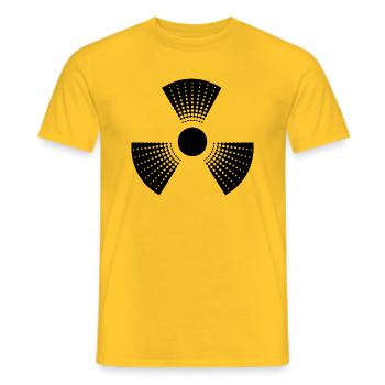 atom symbol radioactive atomic sign danger eight - Men's T-Shirt - yellow - Front - AI Model Male 178 dark (178cm)