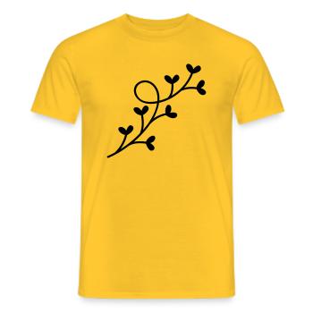 Branch heart blossoms branch leaves mistletoe love - Men's T-Shirt - yellow - Front - AI Model Male 178 dark (178cm)