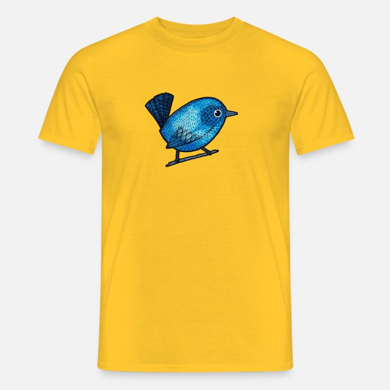 Hübscher kleiner blauer Vogel - Männer T-Shirt - Gelb