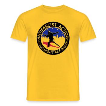 Antifascist Action - Good Night Alt-Right - Men's T-Shirt - yellow - Front - AI Model Male 178 dark (178cm)
