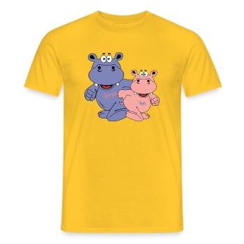hippo hippo family friends family gift idea - Men's T-Shirt - yellow - Front - AI Model Male 178 dark (178cm)