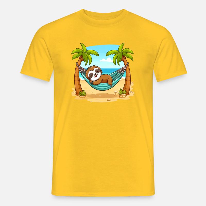 Faultier am Strand - Männer T-Shirt - Gelb