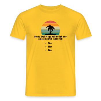 Ces trois choses que j’emmène sur une île déserte - T-shirt homme - jaune - Devant - AI Model Male 178 dark (178cm)
