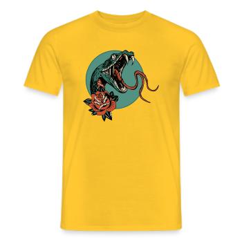 serpent rose fleur vipere cobra langue 403 A - T-shirt homme - jaune - Devant - AI Model Male 178 dark (178cm)