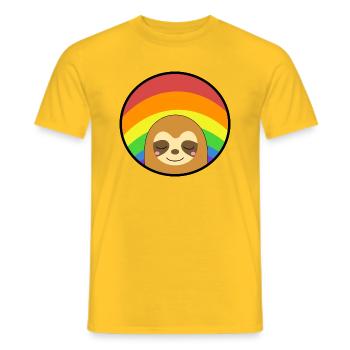 Regenbogenfahne Faultier schläft - Männer T-Shirt - Gelb - Vorne - AI Model Male 178 dark (178cm)