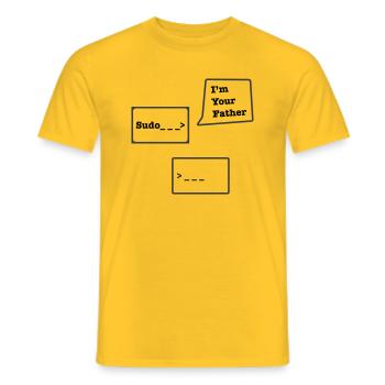 Linux Sudo - Men's T-Shirt - yellow - Front - AI Model Male 178 dark (178cm)
