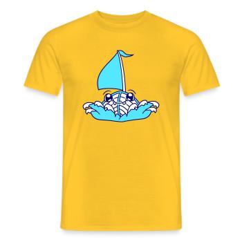 mignon drôle bateau vagues voile visage souriant - T-shirt homme - jaune - Devant - AI Model Male 178 dark (178cm)