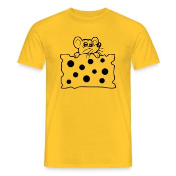 La souris mange d’énormes trous faim de fromage manger délicieux - T-shirt homme - jaune - Devant - AI Model Male 178 dark (178cm)