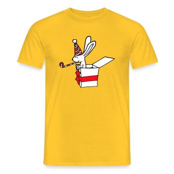 Hase Geburtstag Jahre alt Geschenk Tröte Party Hut - Männer T-Shirt - Gelb - Vorne - AI Model Male 178 dark (178cm)
