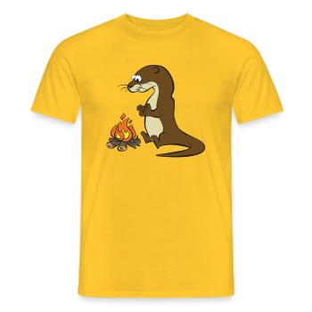 Song of the Paddle; Quentin campfire - Men's T-Shirt - yellow - Front - AI Model Male 178 dark (178cm)