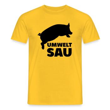 Meine Oma ist eine Umweltsau Schwein Geschenkidee - Männer T-Shirt - Gelb - Vorne - AI Model Male 178 dark (178cm)